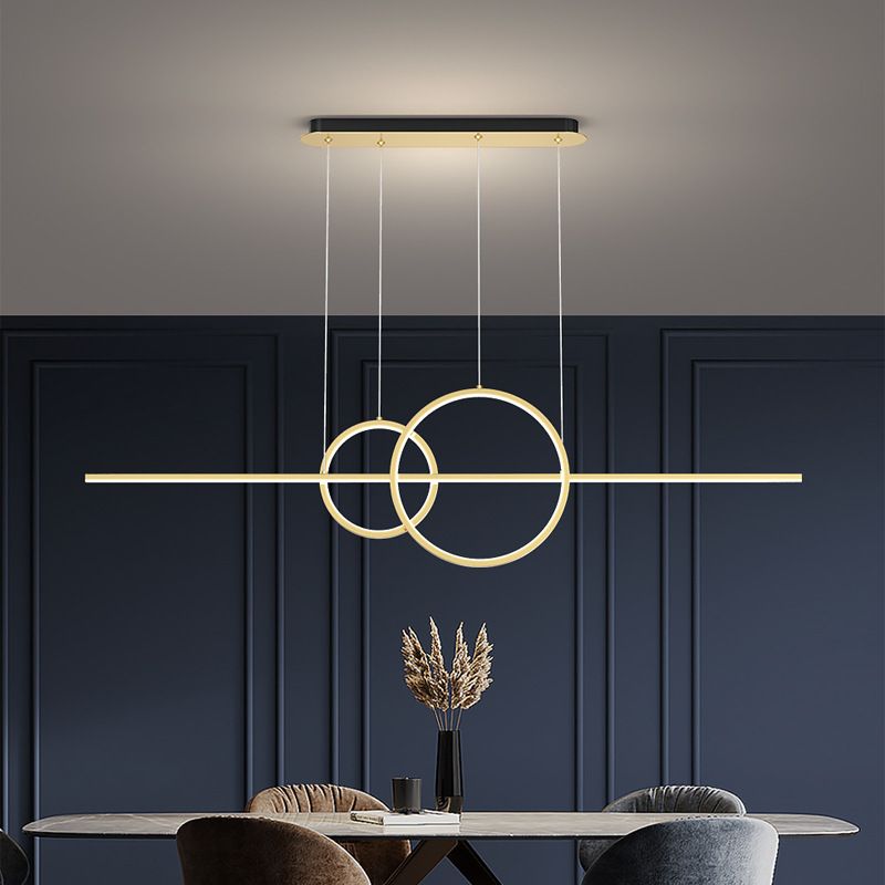 Metal 3-Light Pendant Light in Modern Minimalist Linear LED Silicone Island Light