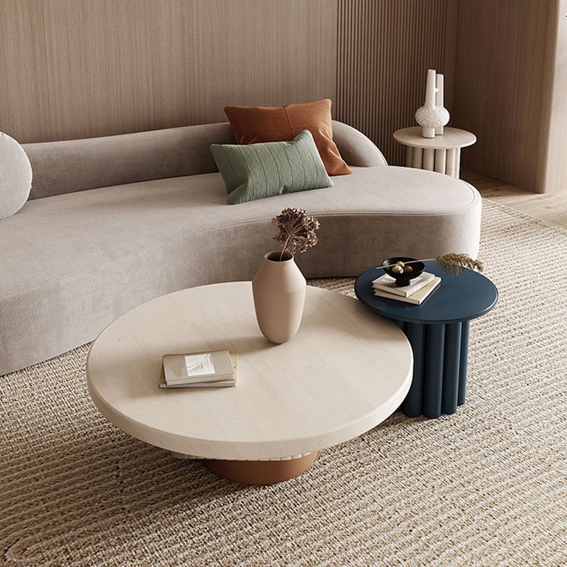 Nordic Wood Pedestal Coffee Table Macaroon Round Nesting Coffee Table