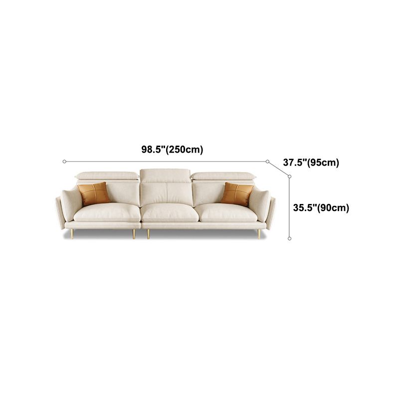 Cream Faux Leather Sofa/Sectional with Storage Bag Adjustable Sofa for Living Room