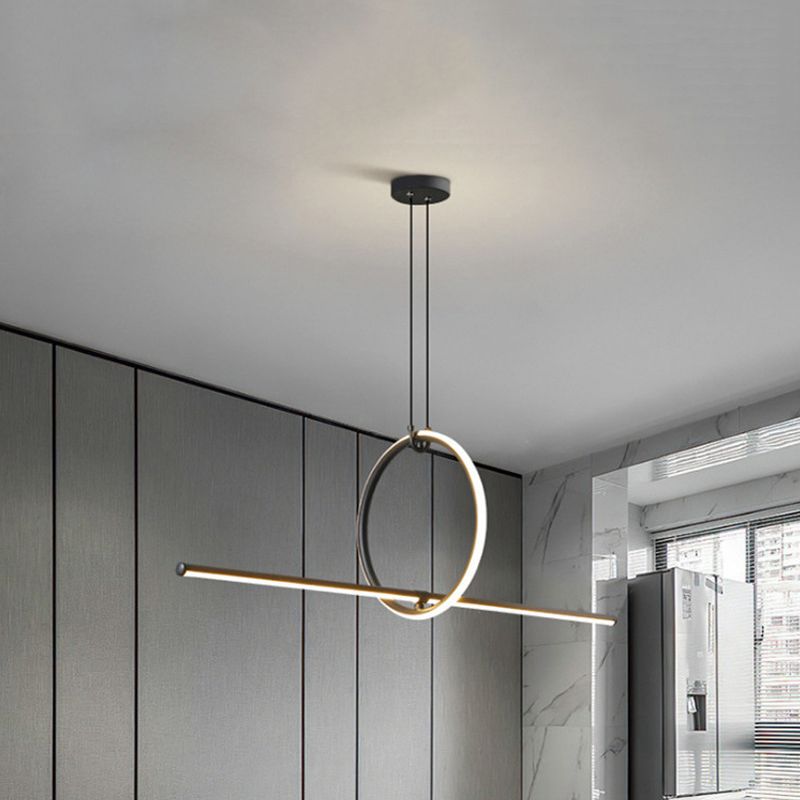 2 Lights Geometric Hanging Lighting Modern Metal Island Lighting