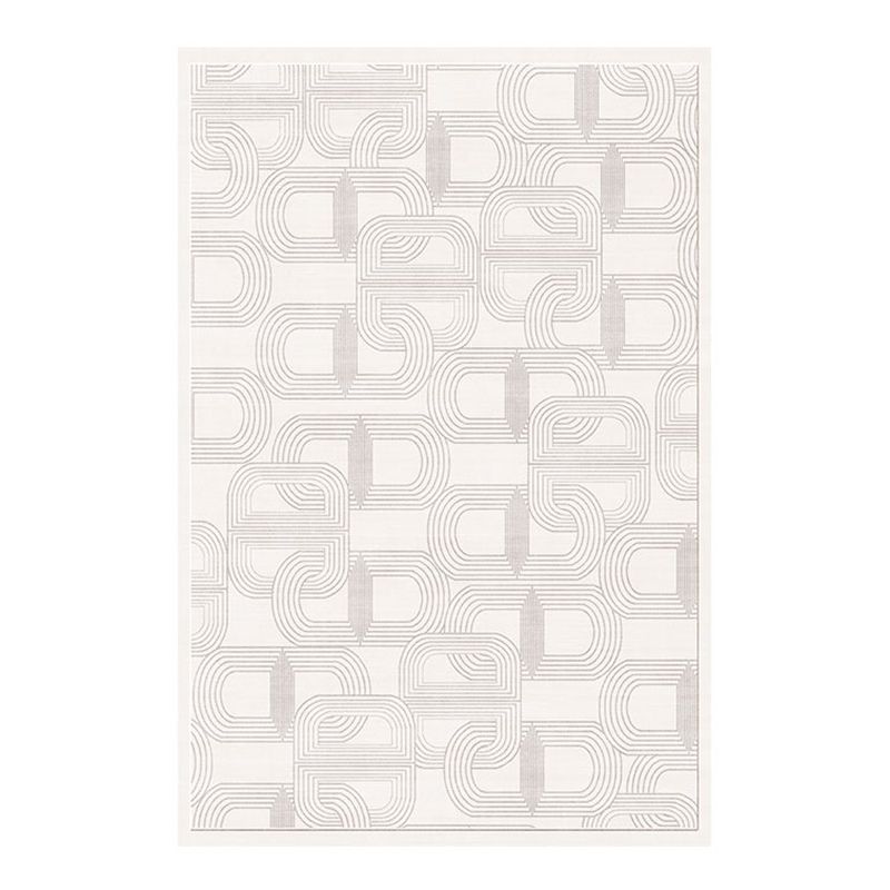 White Random Stripe Rug Polyester Modern Rug Washable Rug for Home Decor