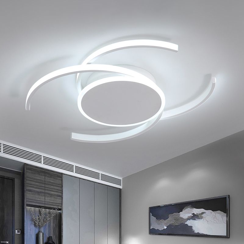 Minimalista de semi flush en forma de C blanco Dual 16 "/19.5" /23.5 "Acrílico LED de ancho cerca de la lámpara de techo con luz cálida/blanca