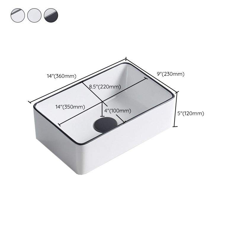Modern Porcelain Trough Sink Rectangular Trough Bathroom Sink