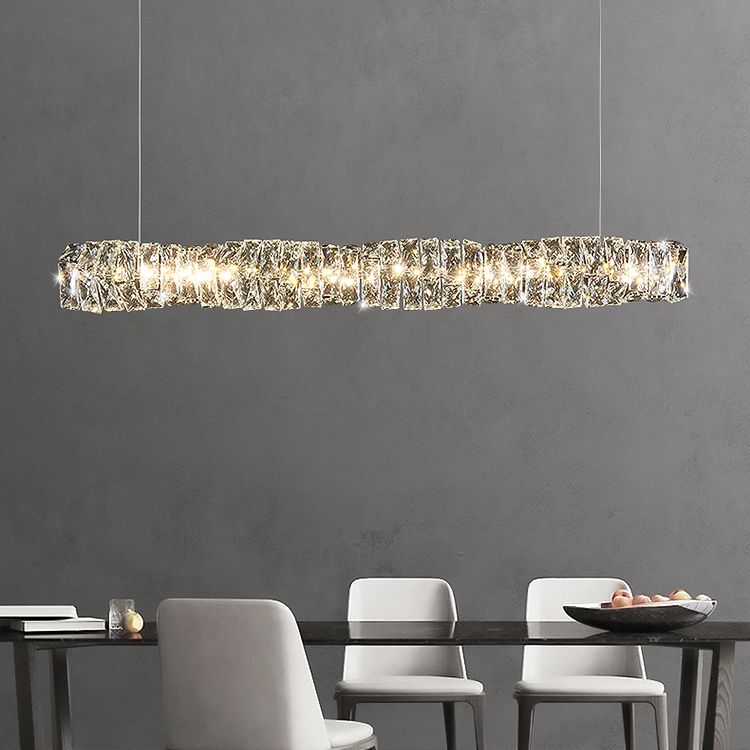 Crystal Island Light Modern LED Island Hanging Light for Dining Room