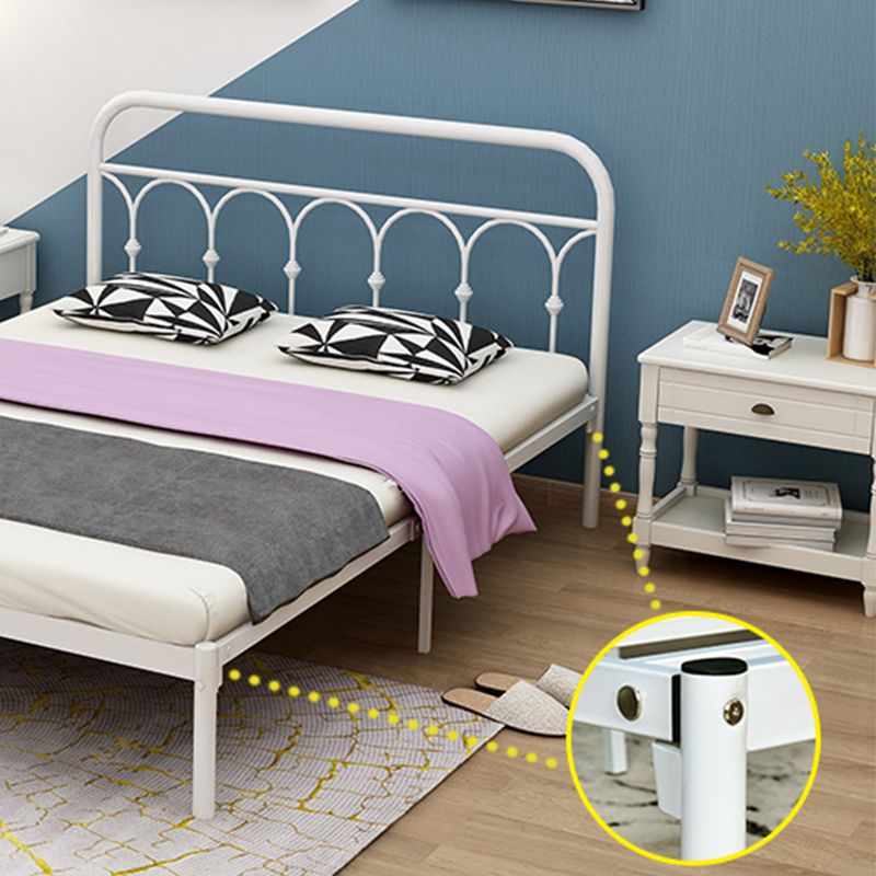 Contemporary Slat with Headboard Rectangular with Metal Legs Metal Slat Bed