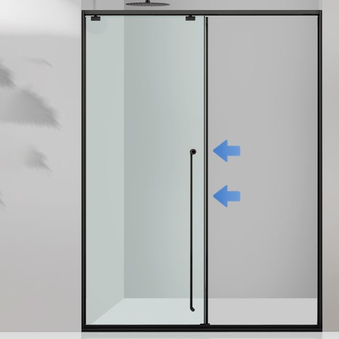 One-shaped Transparent Glass Shower Door, Semi-frameless Shower Single Sliding Door