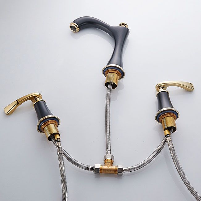 Widespread Faucet Glam Style 2 Lever Handles Faucet for Bathroom