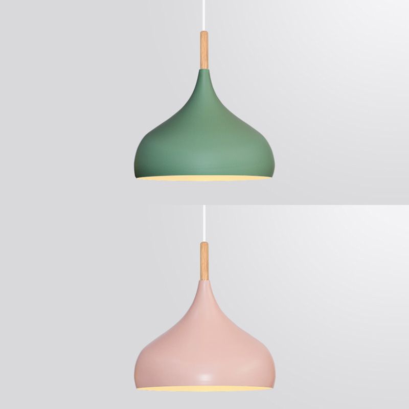 Nordic Style Macaroon Hanging Light Metal Teardrop Shade Single Bulb Pendant Lamp with 39.3" Adjustable Suspension Wire