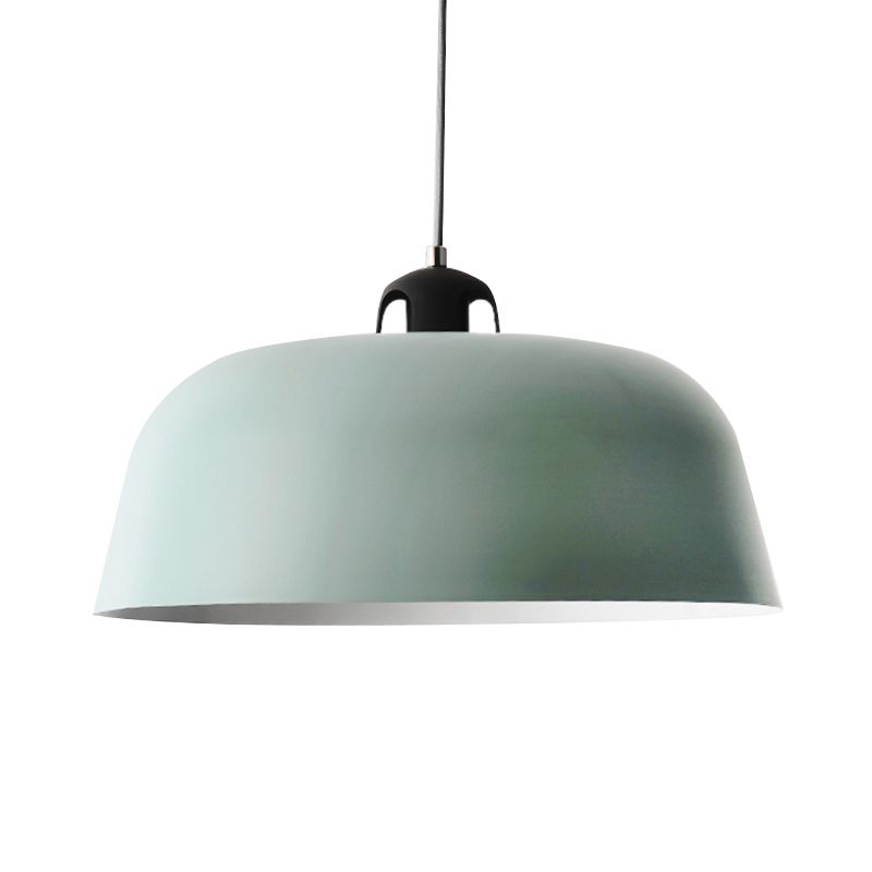 Luce a sospensione a forma di barattolo macaron fienile 1 lampada a soffitto in metallo chiaro in blu/verde/giallo/rosa per bagno in camera infermieristica