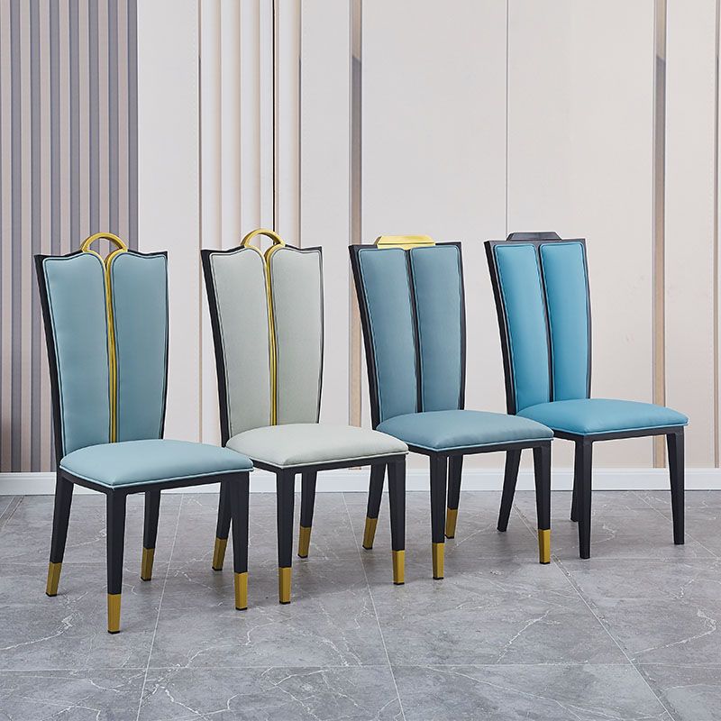 Faux Leather Dining Chairs Glam Style High Back Dining Chairs