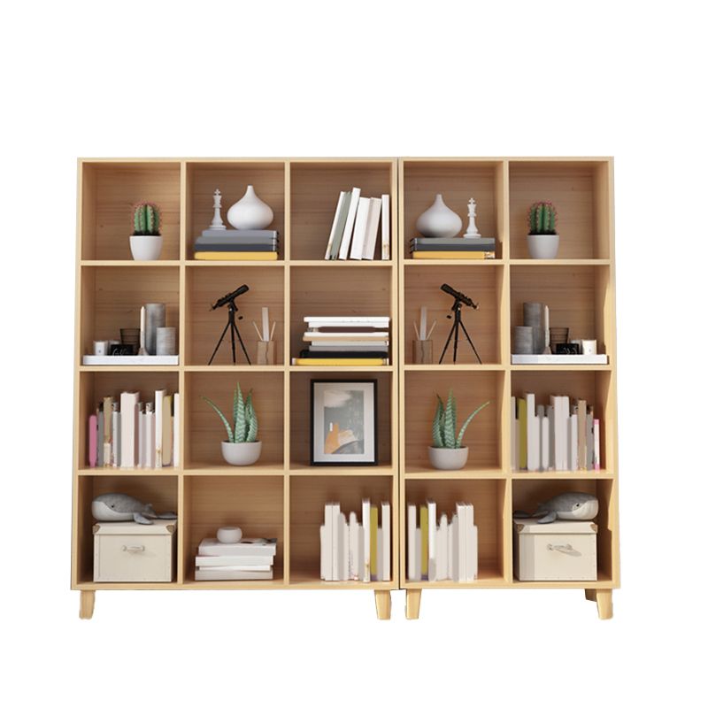 Natural Wooden Bookcase Standard Contemporary Bookshelf with Shelves