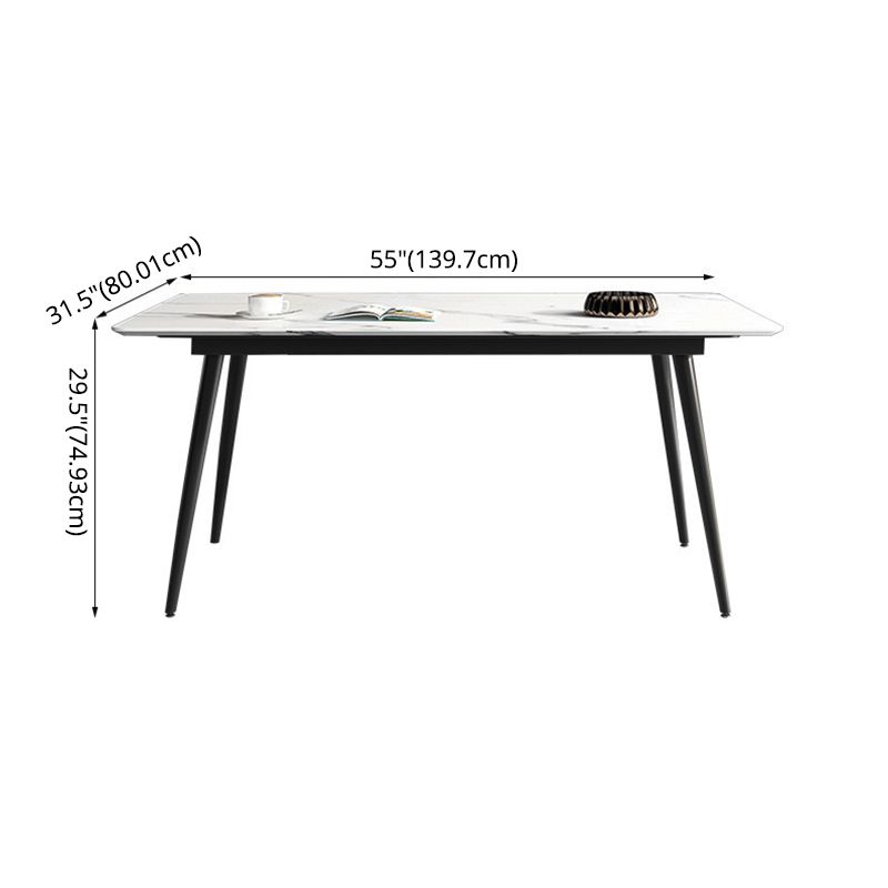 Minimalist Dining Table Set with Sintered Stone Dining Table and Upholstered Chairs