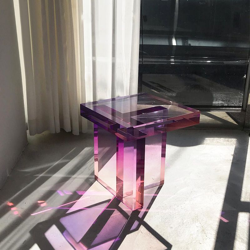 15" Wide Glam Corner Table Acrylic Square Accent Side Table for Living Room