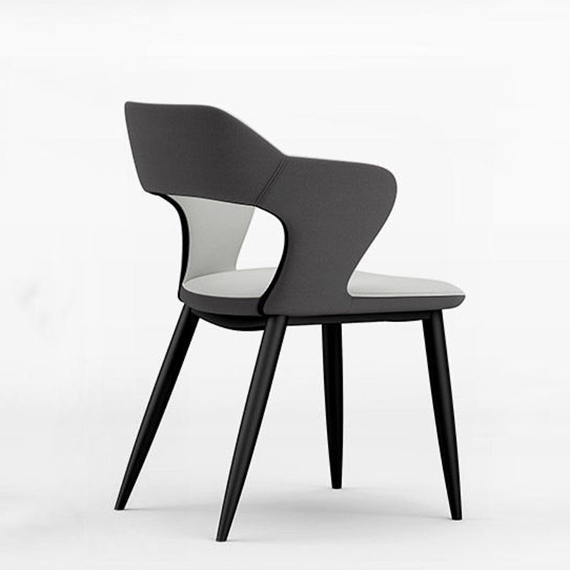 Metal Contemporary Dining Chair with Arms Matte Finish Open Back Dining Side Chair