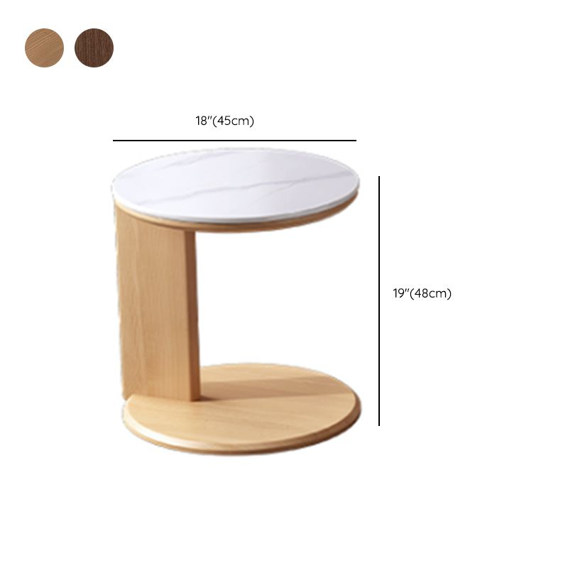Contemporary Solid Wood Coffee Cocktail Table Slate Round Top Coffee Table