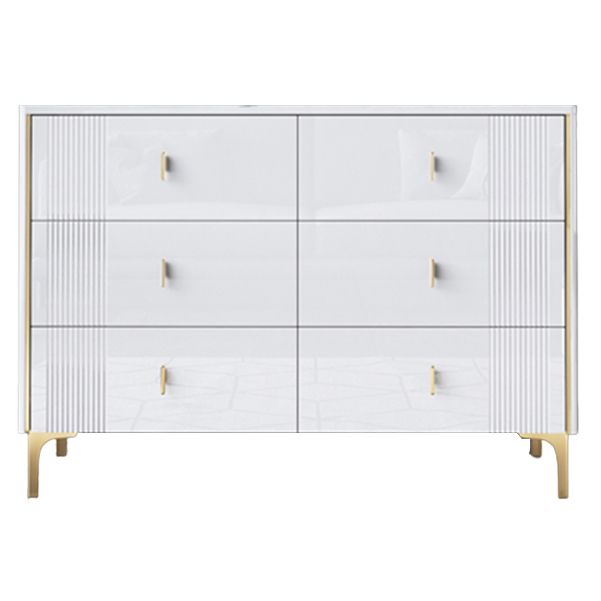 Glam Wood Chest with Stone Top Chest with Drawers for Bedroom