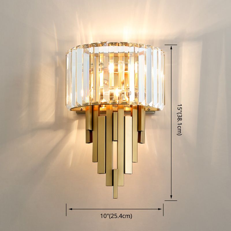 Half Shade Bedroom Wall Sconce Lighting Crystal Nordic Style Wall Lighting Fixture in Gold