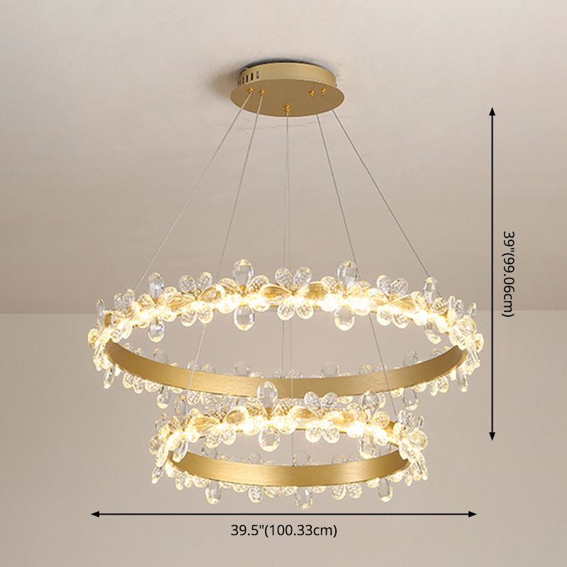 Modern Gold Chandelier Multiple Rings Chandelier Pendant Light Metal Chain Chandelier