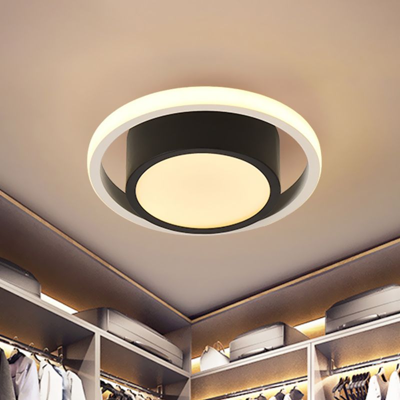 Eigentijdse ronde inbouwlamp van acryl woonkamer LED dicht bij plafondlamp in zwart, wit/warm licht