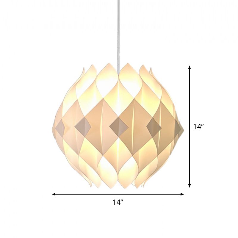 Modernisme Ball Pender Lighting Panneau acrylique 1 lampe de suspension de chevet en blanc en blanc