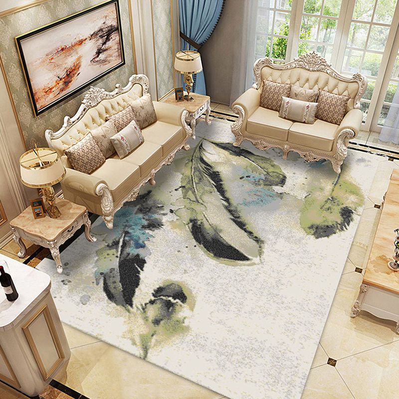 Classic Living Room Rug Multi Colored Plant Pattern Area Rug Polyster Non-Slip Easy Care Carpet