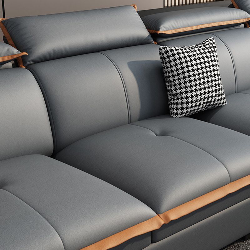 Grey Pillowed Back Cushions Furniture Sectionals with Pillows