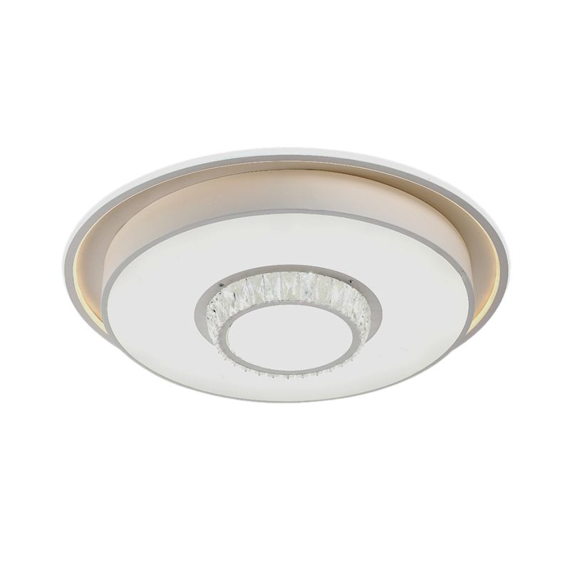 Dome Acrylic Flushmount Minimal LED White Ceiling Lamp for Bedroom with Crystal Round/Moon/Flower Pattern