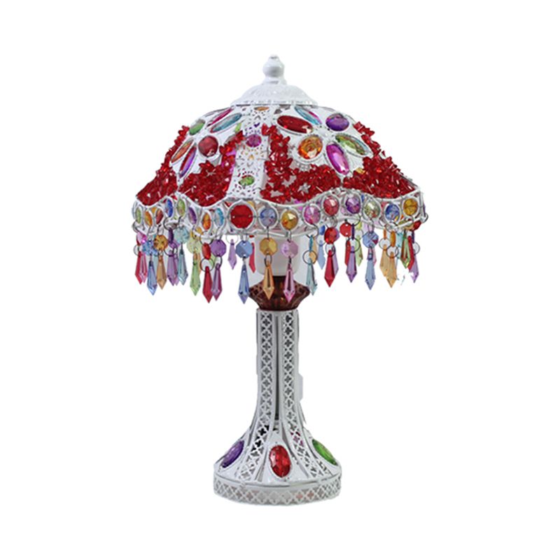 Bohemian mit einer Gekibeled -Tischbeleuchtung 1 Glühbirnen -Metall -Nachttisch Licht in Weiß/Rot/Gelb für Wohnzimmer