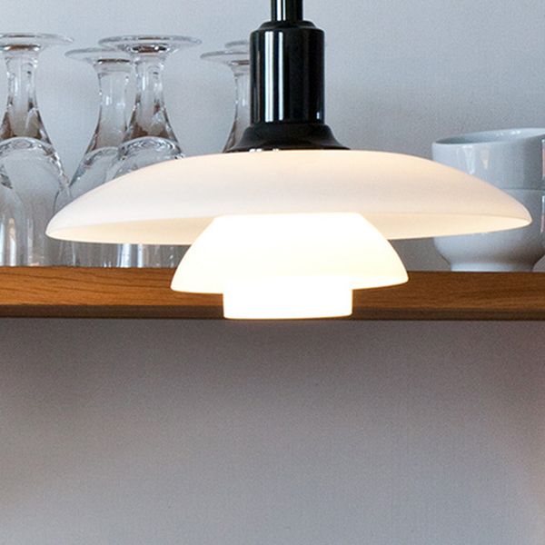 Modern Artistic Single Hanging Lamp Electroplate Iron Pendant Light with White Glass Shade