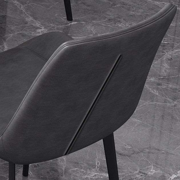 Chaise d'appoint de restaurant scandinave en cuir, chaise de salle à manger Parsons avec pieds en métal