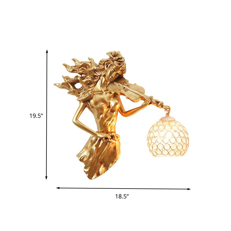 Dome Wall Mount Leichte Vintage Metall und Kristall 1 hellweißes/goldenes Wandleuchten mit Mädchendekoration