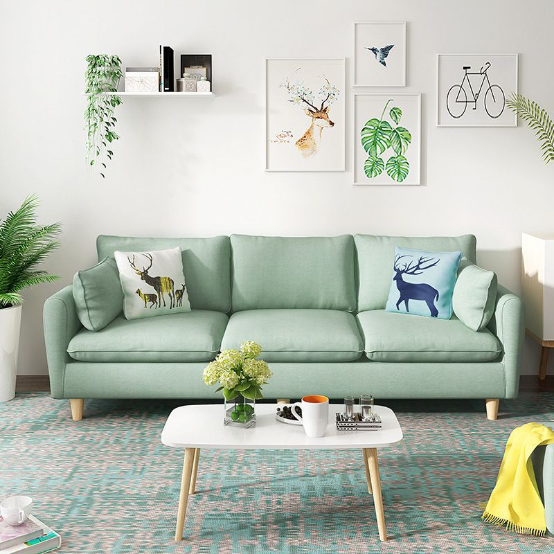 Fabric 3 Seater Settee Furniture Square Arm Standard Sofa with 3 Pillows