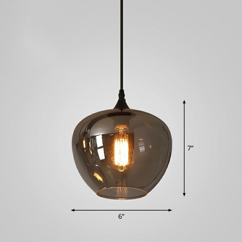 1 Bulb Hanging Light Simplicity Shaded Smoke Gray Glass Pendant Lighting Fixture