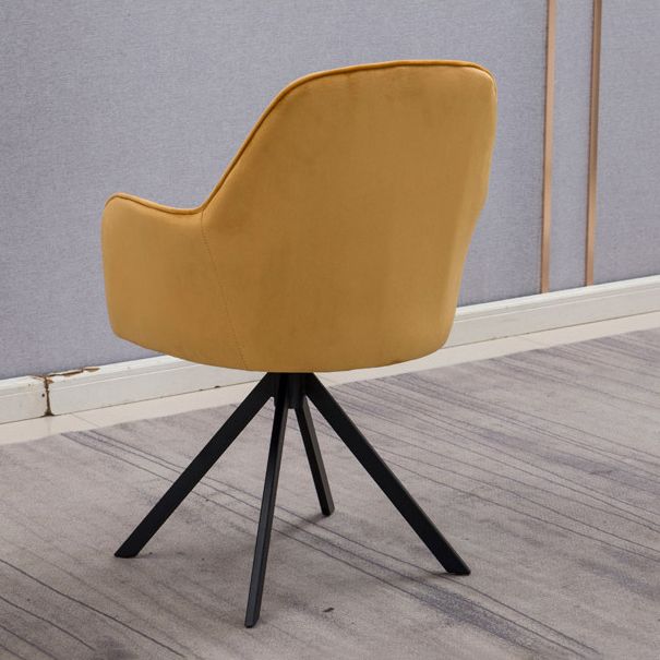 Glam Kitchen Dining Arm Chair Faux Leather Side Chairs in Yellow