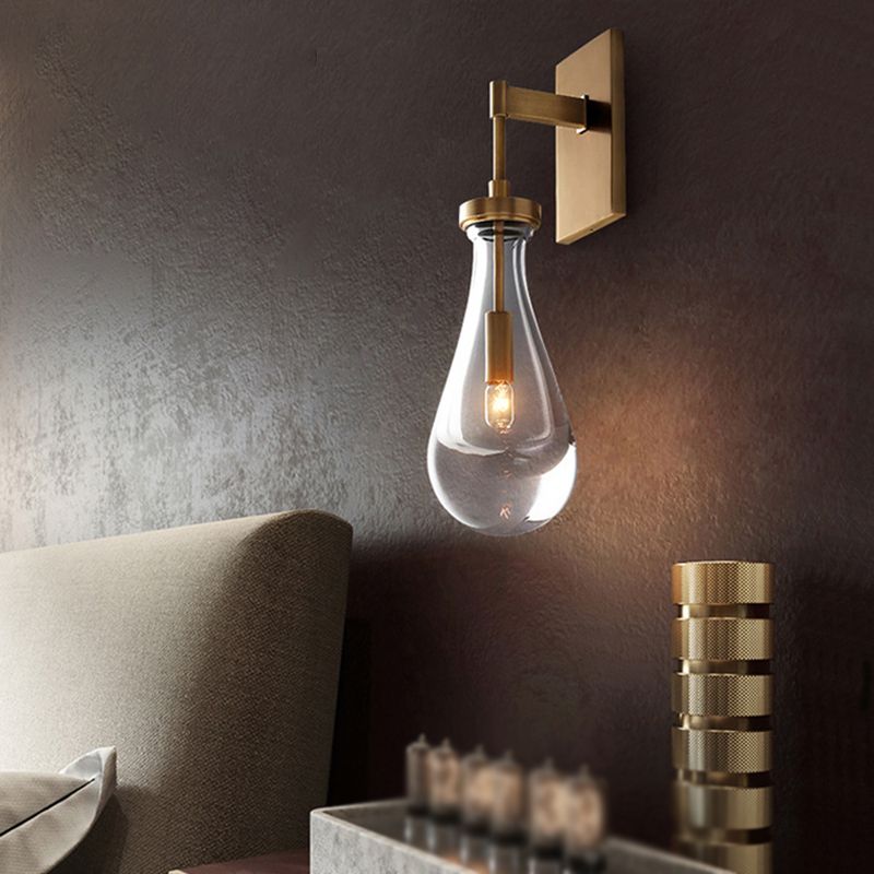 Unique Shape Crystal Wall Light Modern Style 1 Light Wall Light Sconce in Brass