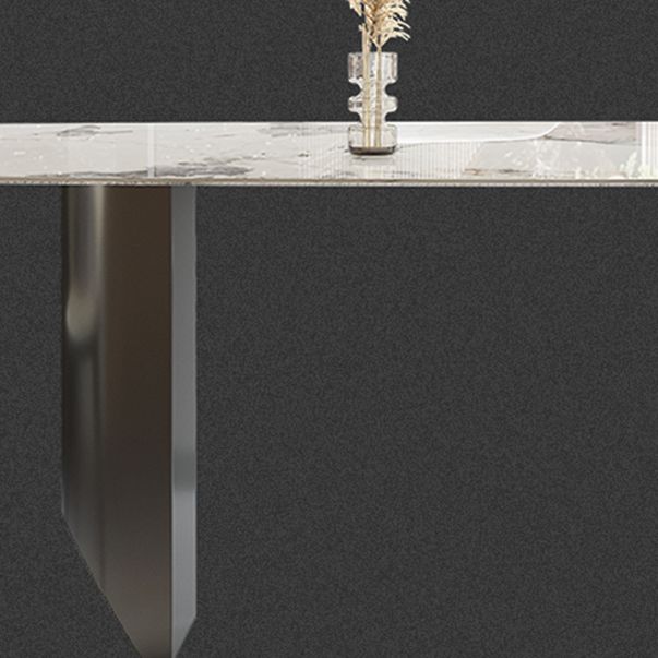 Sintered Stone Dining Room Set Modern Rectangle Table and Upholstered Chairs