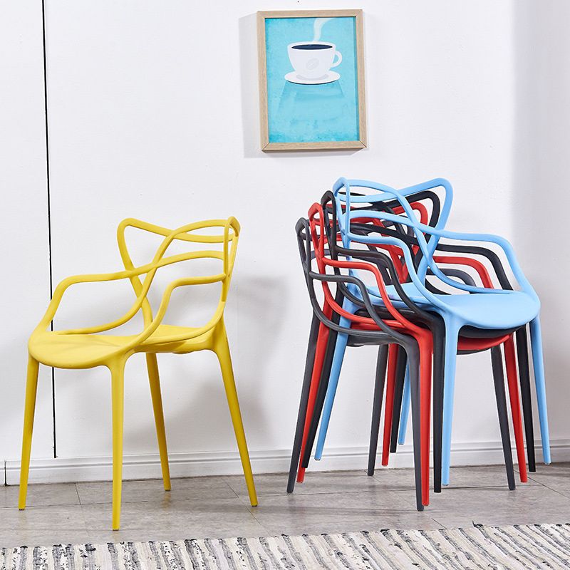 Contemporary Style Armless Chair Plastic Open Back Side Chair for Dining Room