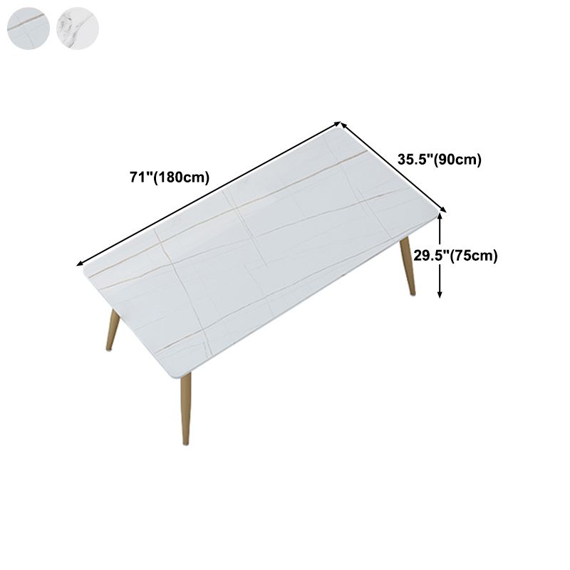 Stone Top Gold Base Dinner Room Kitchen Table Traditional Luxury Rectangle Dining Table