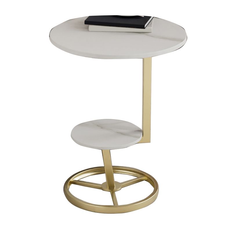Modern Double Tier Side End Table Round Corner Table for Living Room
