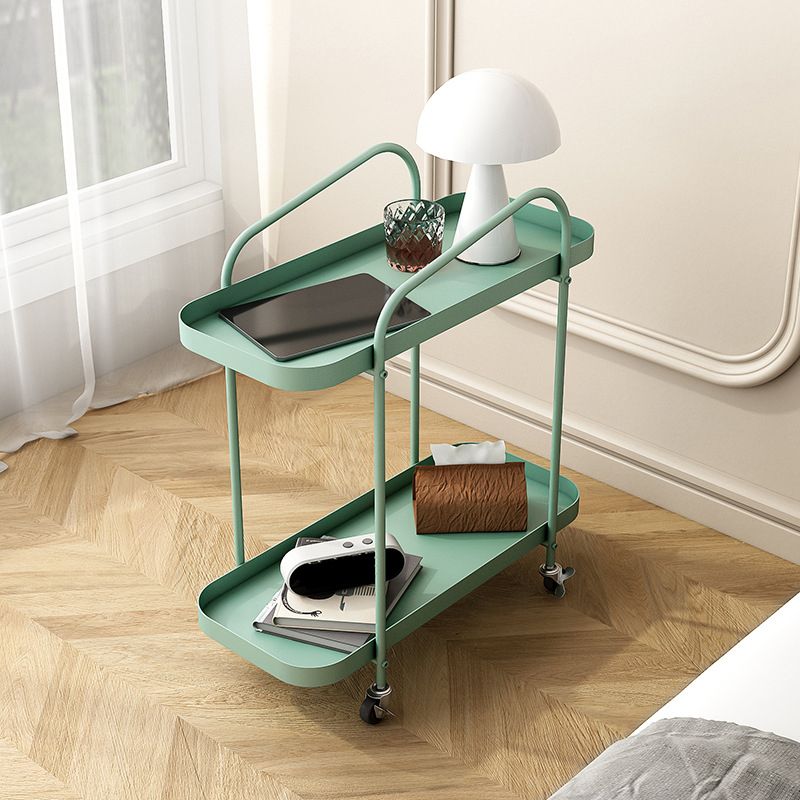 25.2" Tall Metal Side Table Shelf Included End Table with Casters