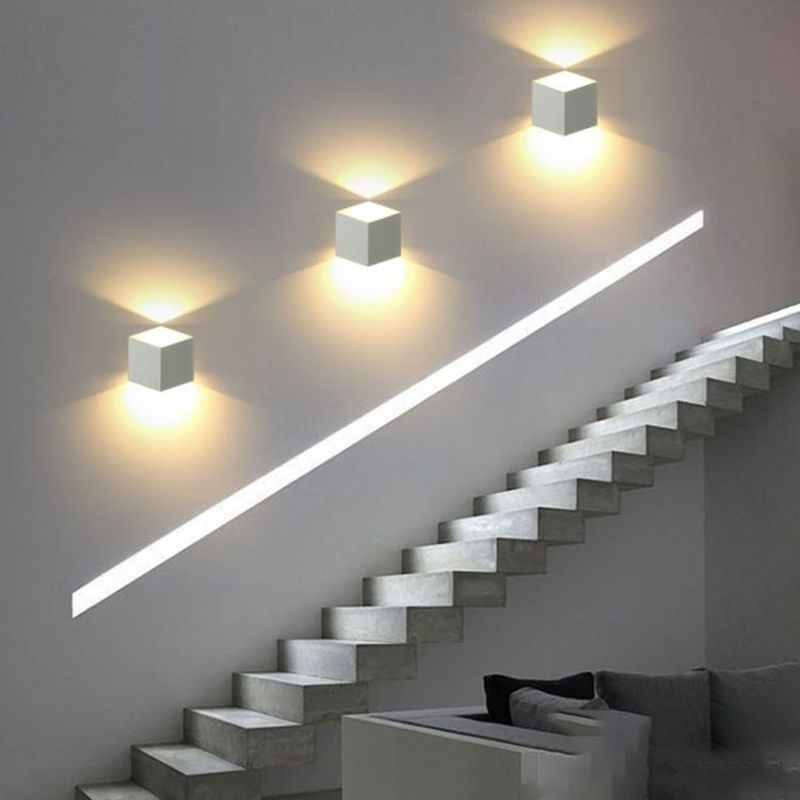 Geometric Shape Wall Lamp Modern Style Metal 2 Lights Wall Lights in White/Black