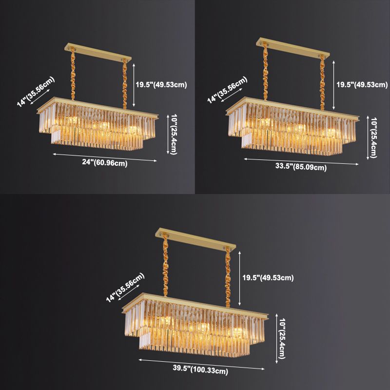 Lineare Inselbeleuchtung in modernen Luxusstil -Kristall -Innenpendelleuchten