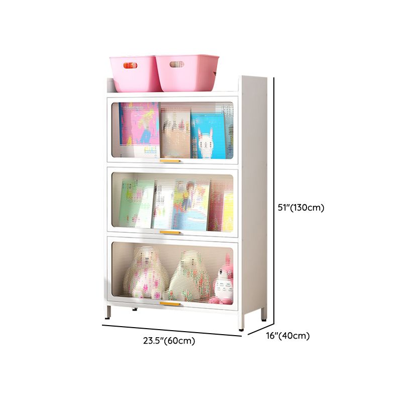 Metal Closed Back Bookcase Standard Glam Bookshelf with Cabinets