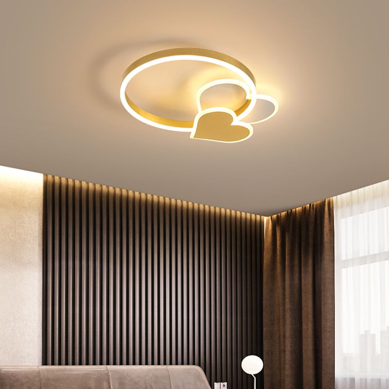 Golden Love LED-plafondarmatuur Minimalistisch acryl inbouwlicht met metalen ring voor slaapkamer