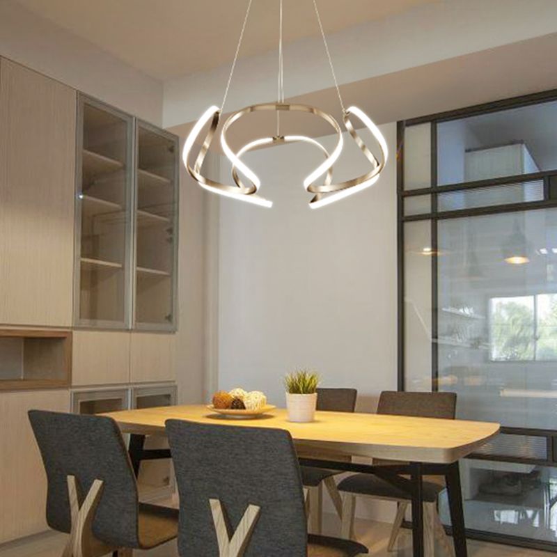 Twisted Shade Chandelier Light Modern Metal 1 Light Chandelier Lighting Fixture in Chrome