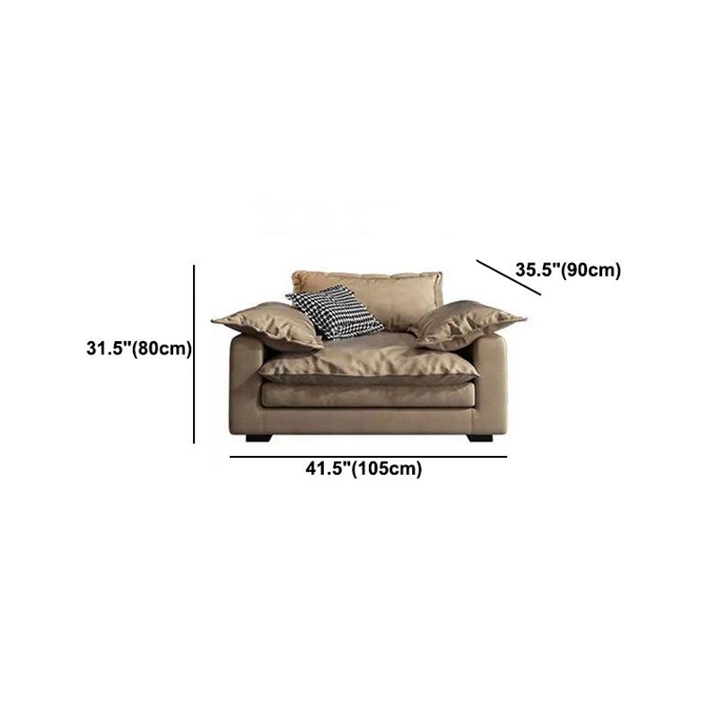 Faux Leather Sofa 35.43" D x 31.49" H Square Arm Sofa for Living Room