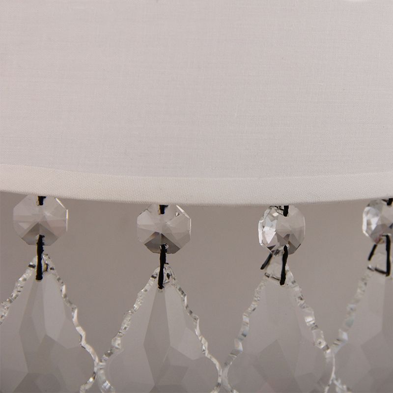 Modern Half-Drum Wall Light with Clear Crystal Fabric White Wall Lamp for Bedside