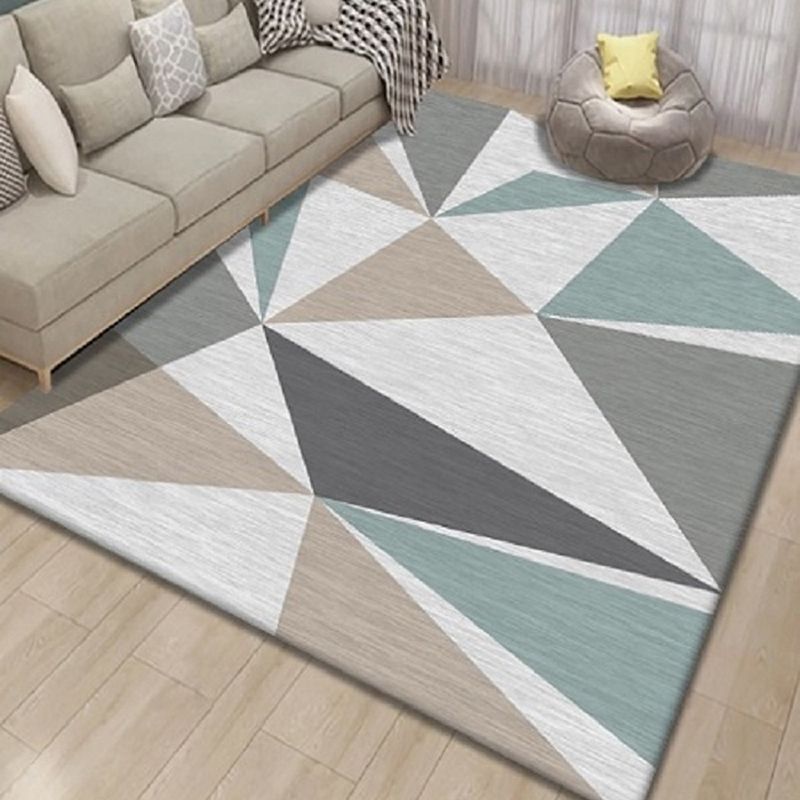 Contemporary Living Room Rug Graphic Print Carpet Polyester Stain Resistant Indoor Rug