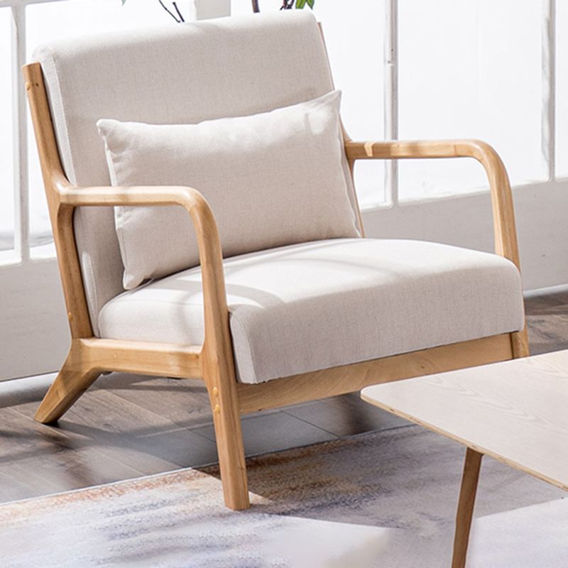 31"L x 29.5"W x 14"H Arm Chair Solid Wood Upholstered Accent Chair in Gray/ Blue/ Beige