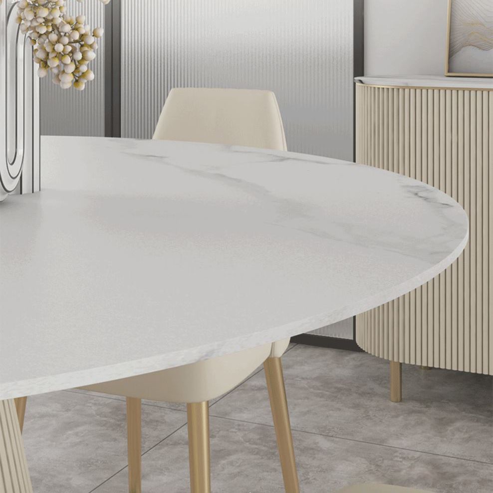 Modern Round Sintered Stone Table Set 1/2/5 Pieces Dining Set